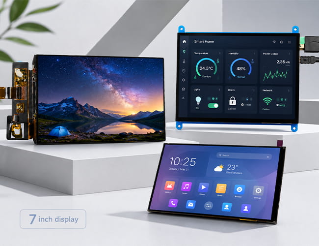 7 inch display panels including AMOLED, Raspberry Pi LCD touch screen and tablet LCD modules