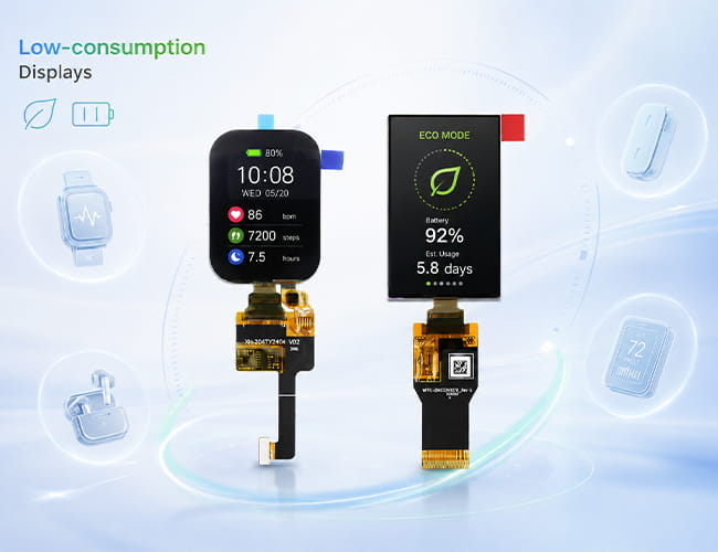 Low-consumption AMOLED display modules for wearable and compact smart device applications