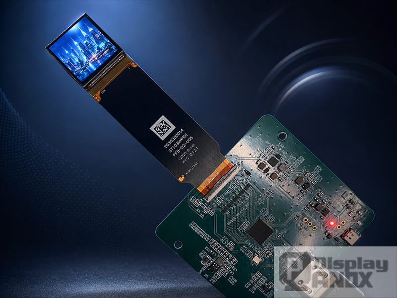 1.03 inch Micro OLED display module connected to a driver board for high-resolution display integration.
