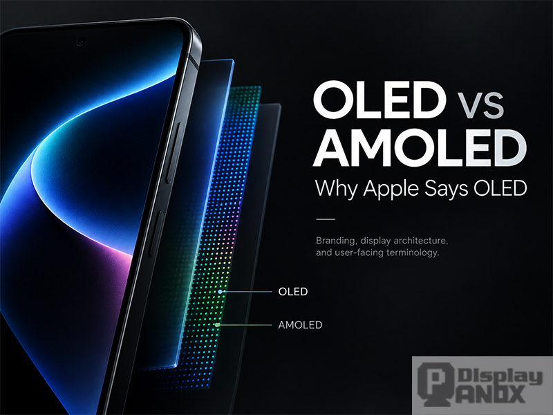 OLED vs AMOLED display technology comparison explaining why Apple uses the term OLED for its smartphone displays.