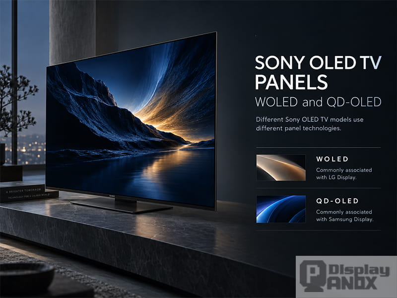 Sony OLED TV panel technologies comparing WOLED panels associated with LG Display and QD-OLED panels associated with Samsung Display.