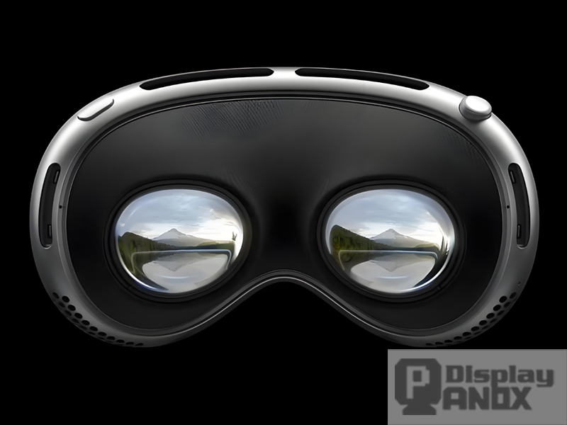Apple Vision Pro near-eye display system showing immersive headset optics related to Micro OLED display applications.