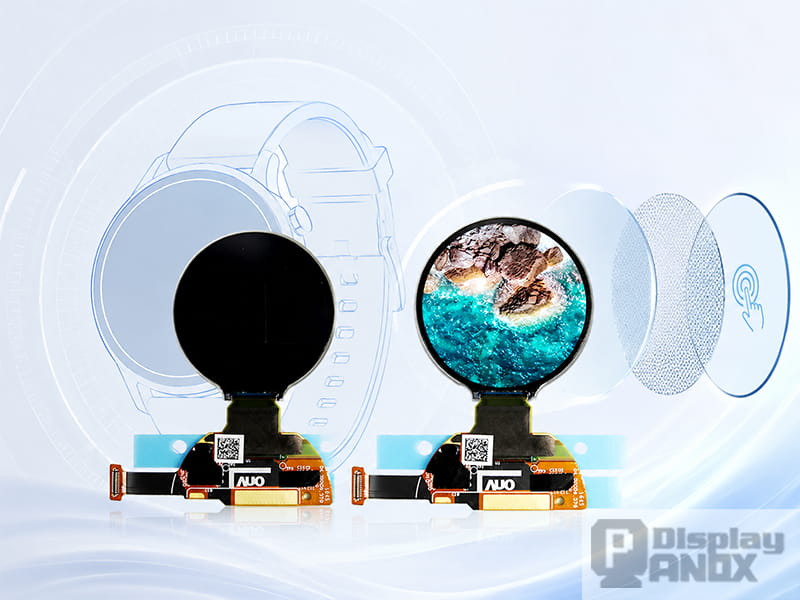 1.2 inch round OLED module for smartwatch wearable applications with integrated In-Cell touch concept.