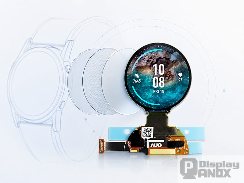 1.2 inch round OLED display module for smartwatch wearables with In-Cell touch integration concept.