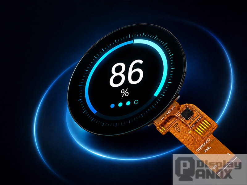 1.28 inch round LCD TFT display module with high contrast circular UI and FPC cable for display technology article