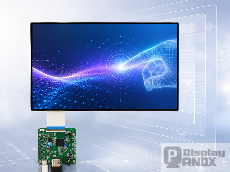10.5-inch 2K OLED MIPI touch display module showing On-Cell touch interaction.