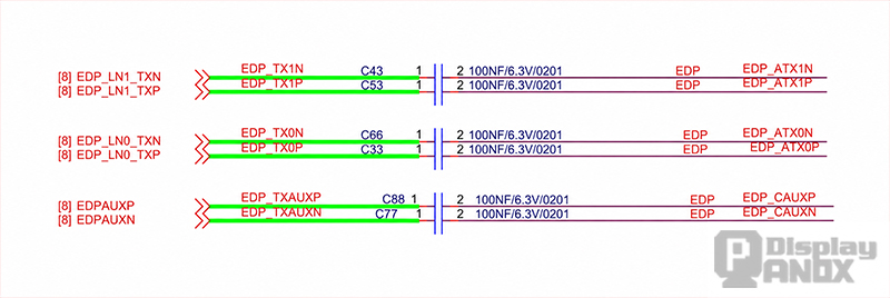 eDP AUX AC-coupling capacitor schematic