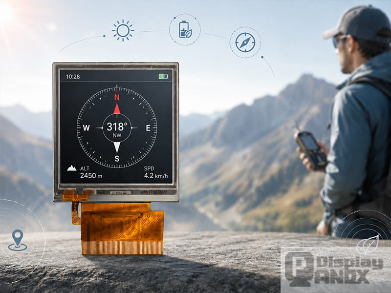 2.2-inch transflective LCD module for outdoor navigation and field instruments