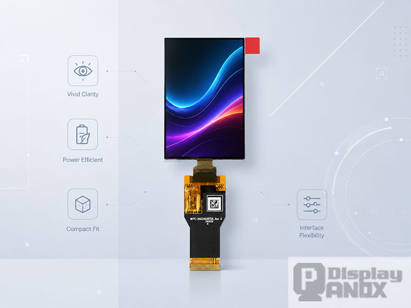 2.4-inch color OLED handheld display panel with compact structure and interface flexibility for portable devices.