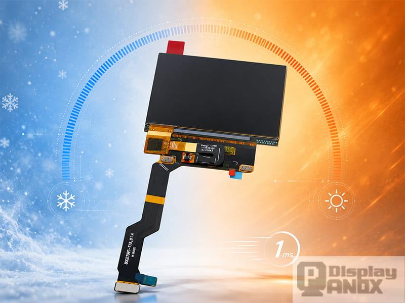 2.7 inch full color OLED display with MIPI DSI interface shown in a wide temperature performance concept.
