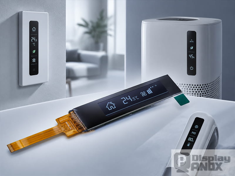 2.99 inch long strip LCD used for smart home control and appliance status display applications.