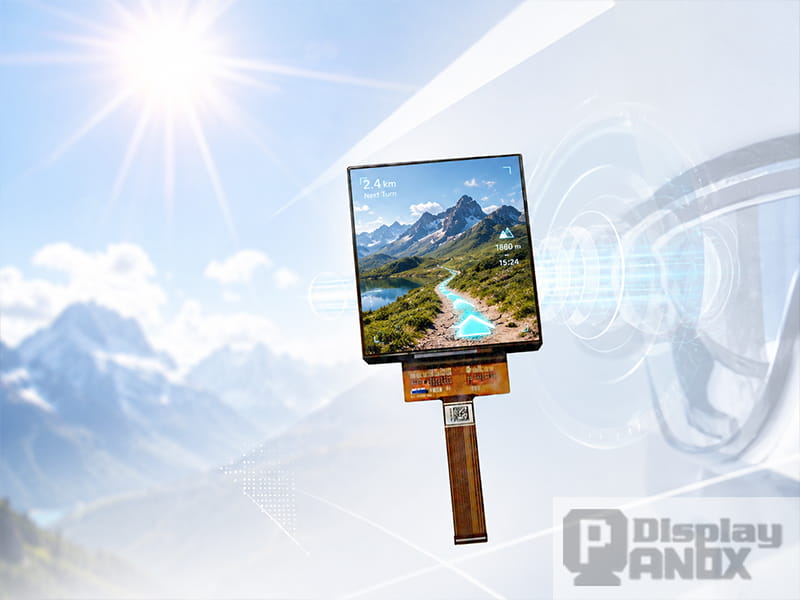 3.81 inch OLED display module showing an outdoor AR navigation interface