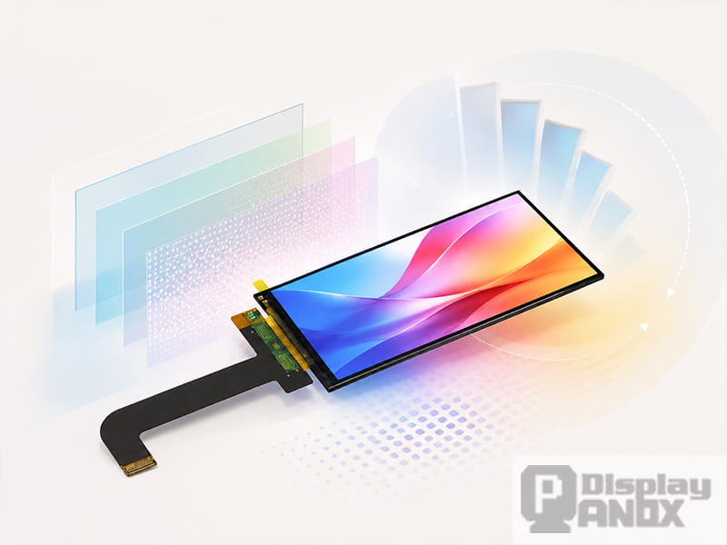 5.5 inch LCD module with flexible connector showing clear image quality and stable color performance for display applications.