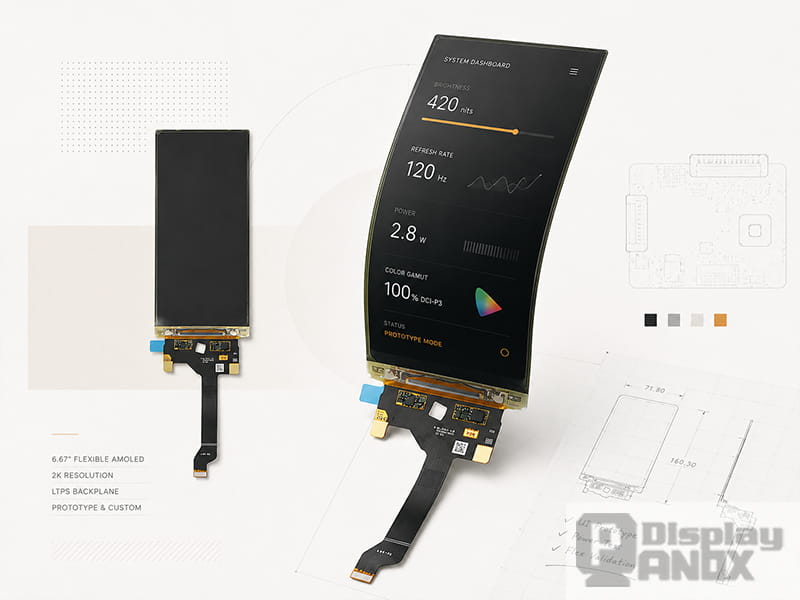 6.67 inch flexible AMOLED display panel for custom portable electronics development