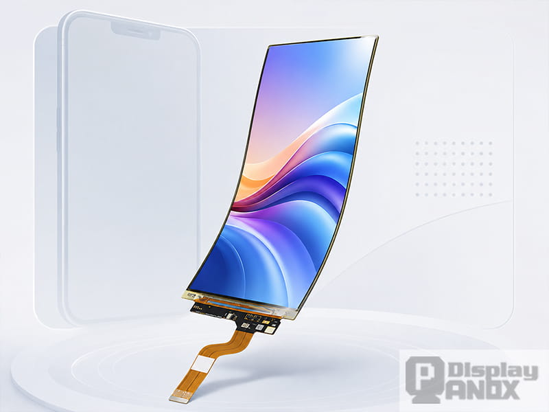 6.67 inch flexible AMOLED display module for smartphone applications with thin In-Cell touch integration.
