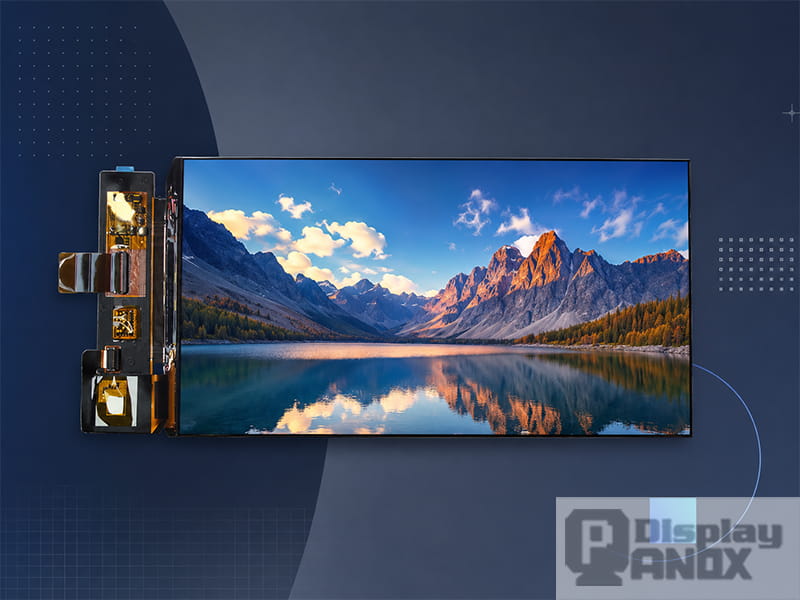 7 inch AMOLED display panel with MIPI interface showing a vivid mountain landscape for high-resolution screen applications