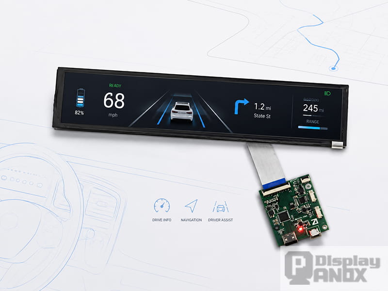8.8 inch long strip LCD with HDMI board for vehicle display applications