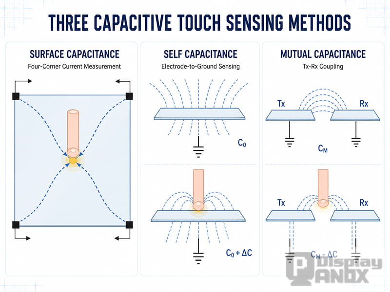 surface capacitance vs self capacitance vs mutual capacitance touch