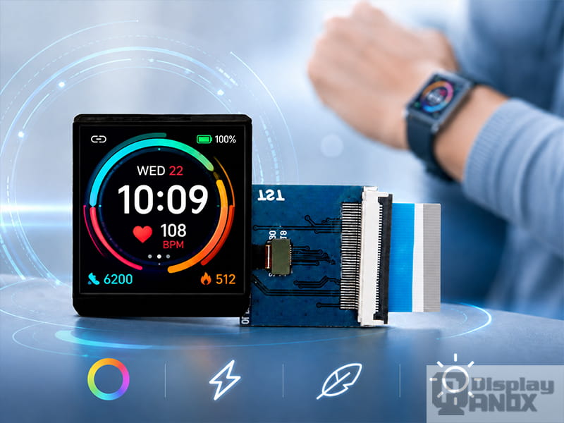 1.63-inch OLED display module with smartwatch UI for wearable applications