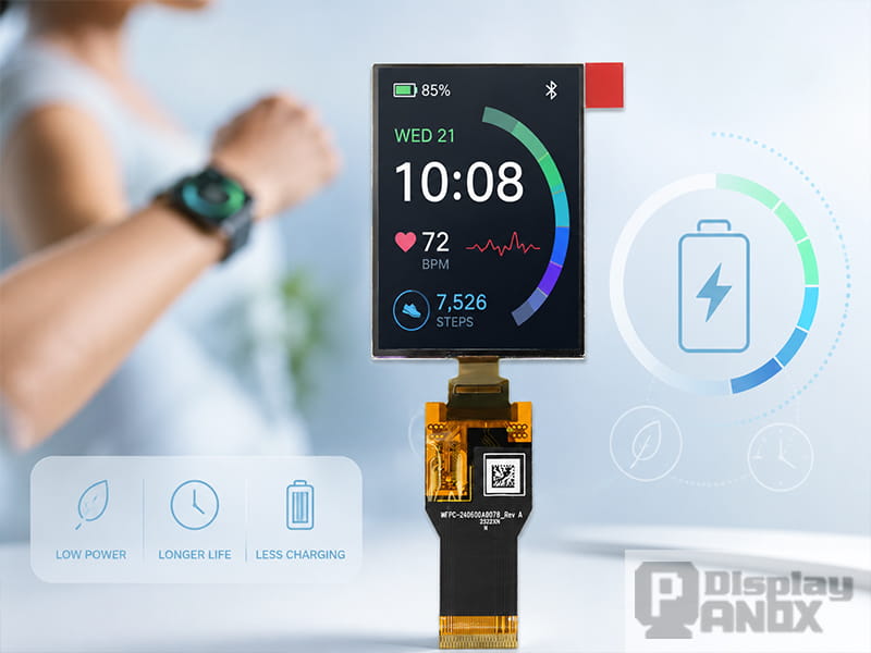 2.4-inch color OLED module showing a low power wearable display interface