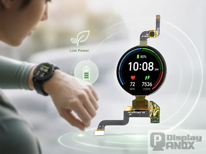 1.43-inch round AM-OLED module with low power smartwatch application interface