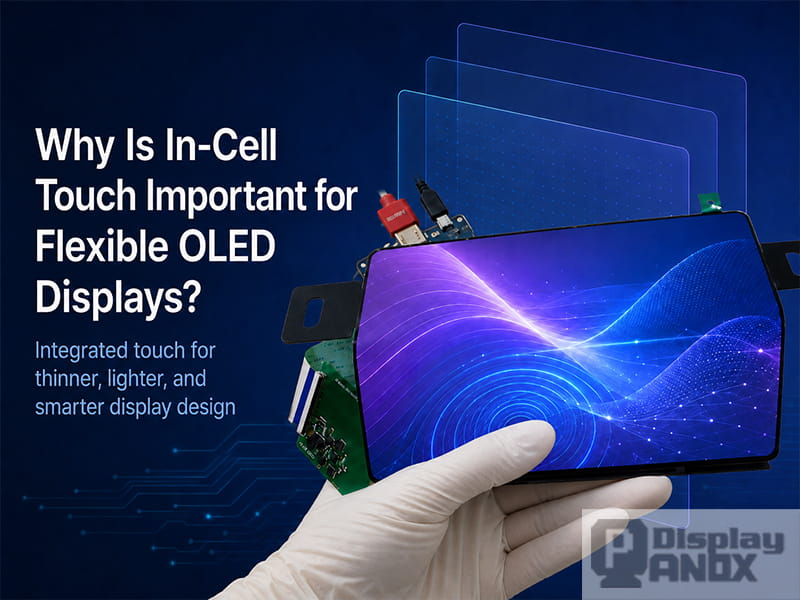 8 inch flexible OLED display hero image explaining why In-Cell touch matters for thinner flexible OLED modules